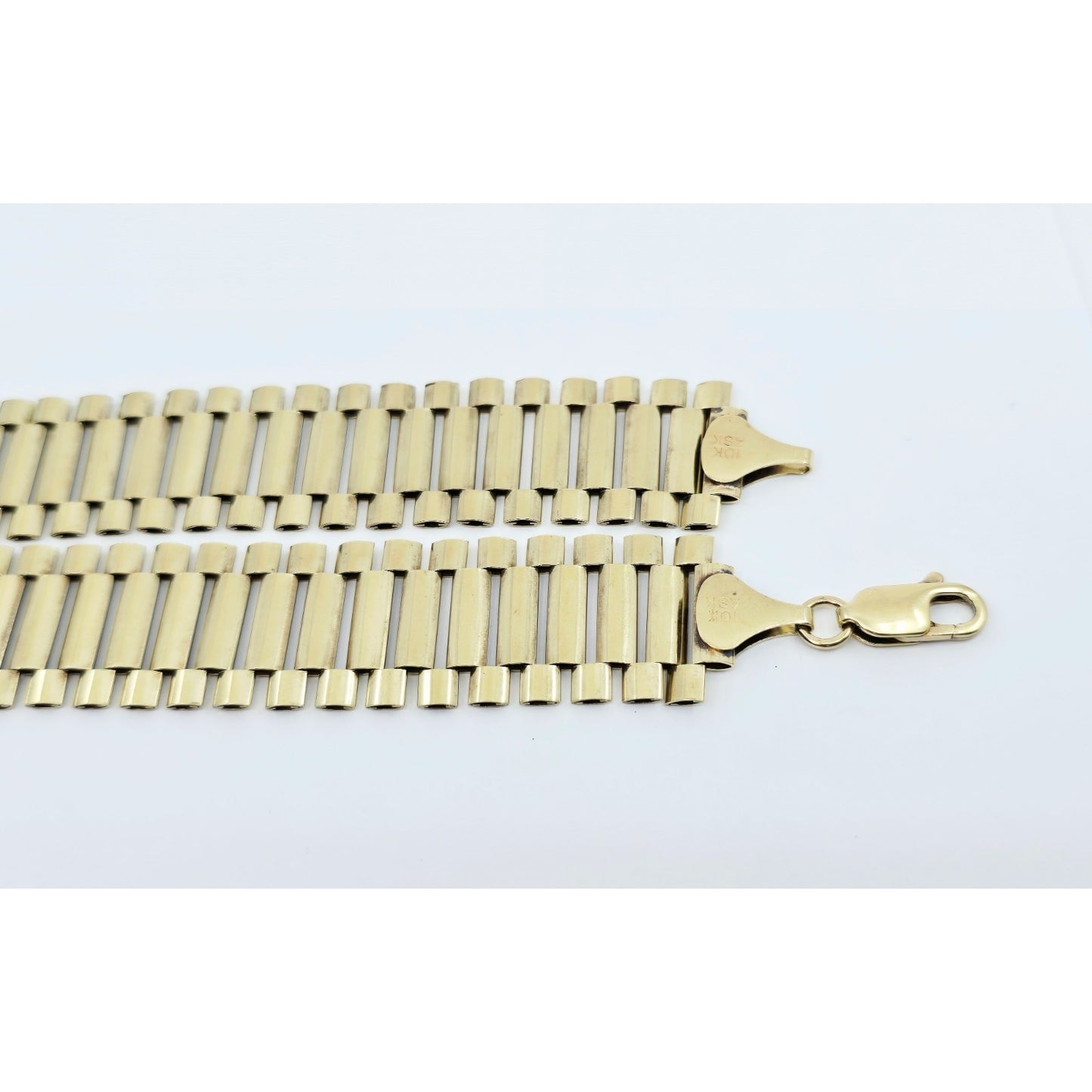 Large 10K Yellow Gold Rolex Link Chain Necklace