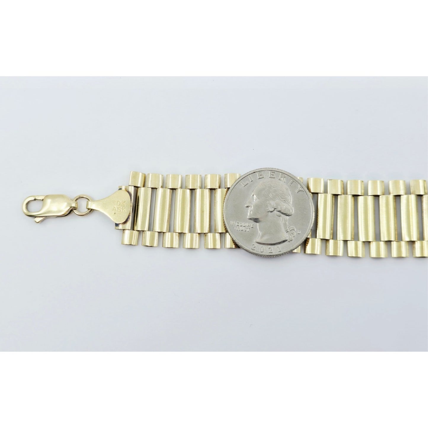 Large 10K Yellow Gold Rolex Link Chain Necklace