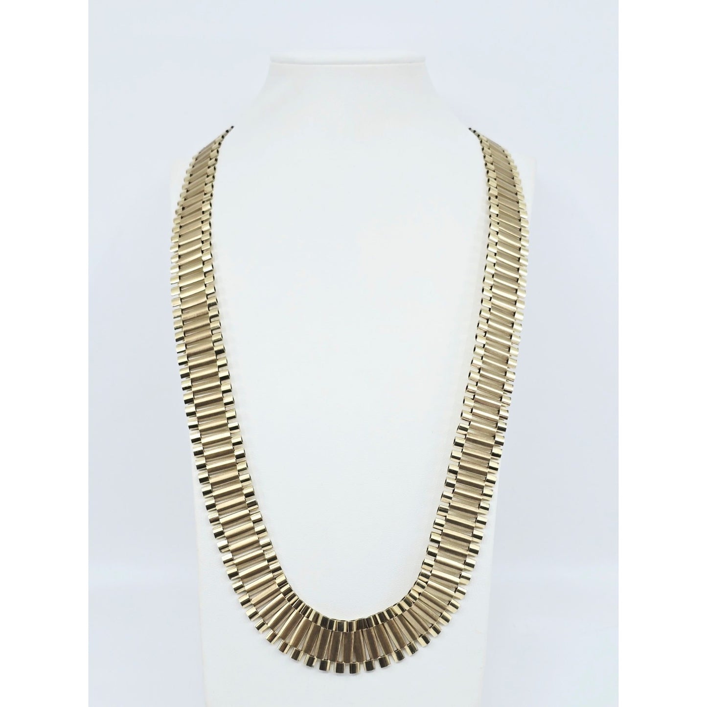 Large 10K Yellow Gold Rolex Link Chain Necklace