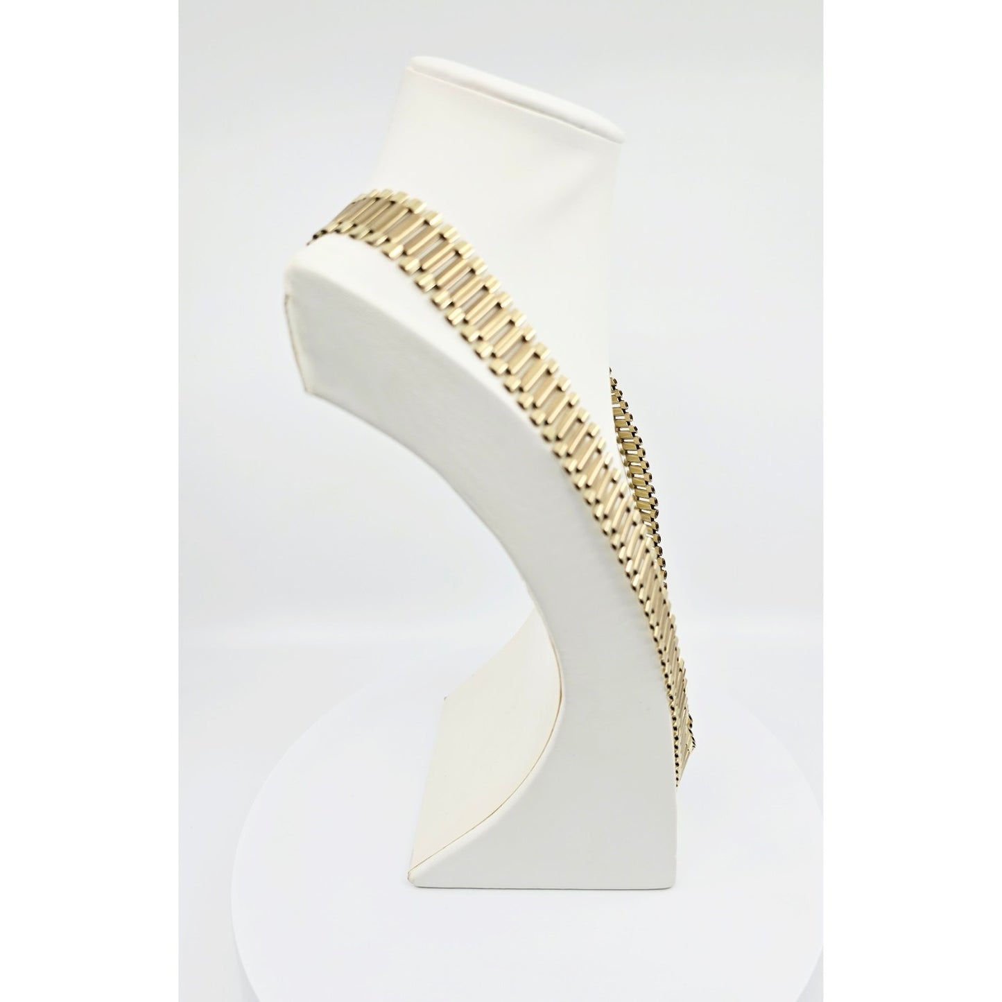 Large 10K Yellow Gold Rolex Link Chain Necklace