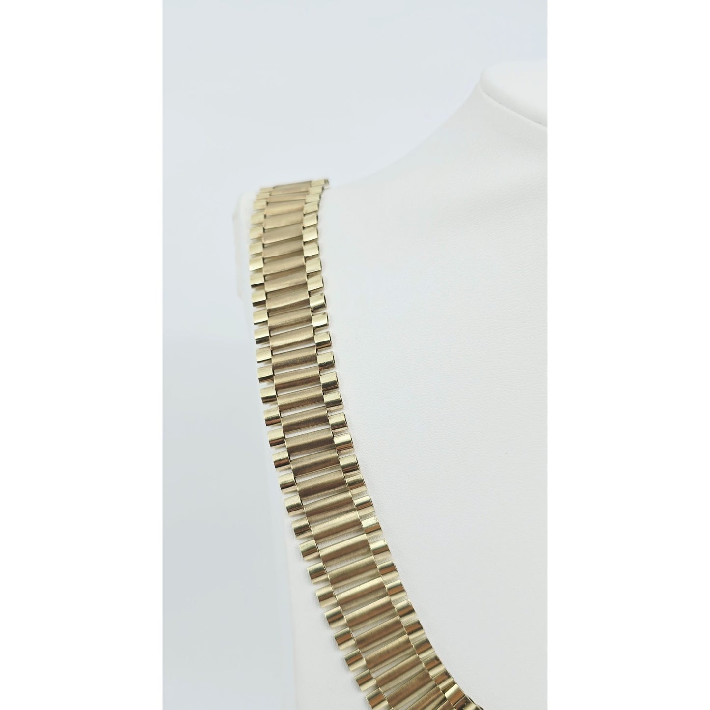 Large 10K Yellow Gold Rolex Link Chain Necklace