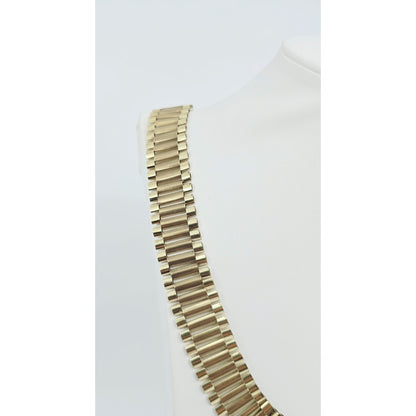 Large 10K Yellow Gold Rolex Link Chain Necklace