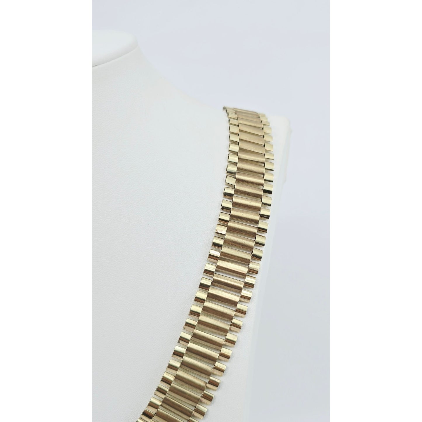Large 10K Yellow Gold Rolex Link Chain Necklace
