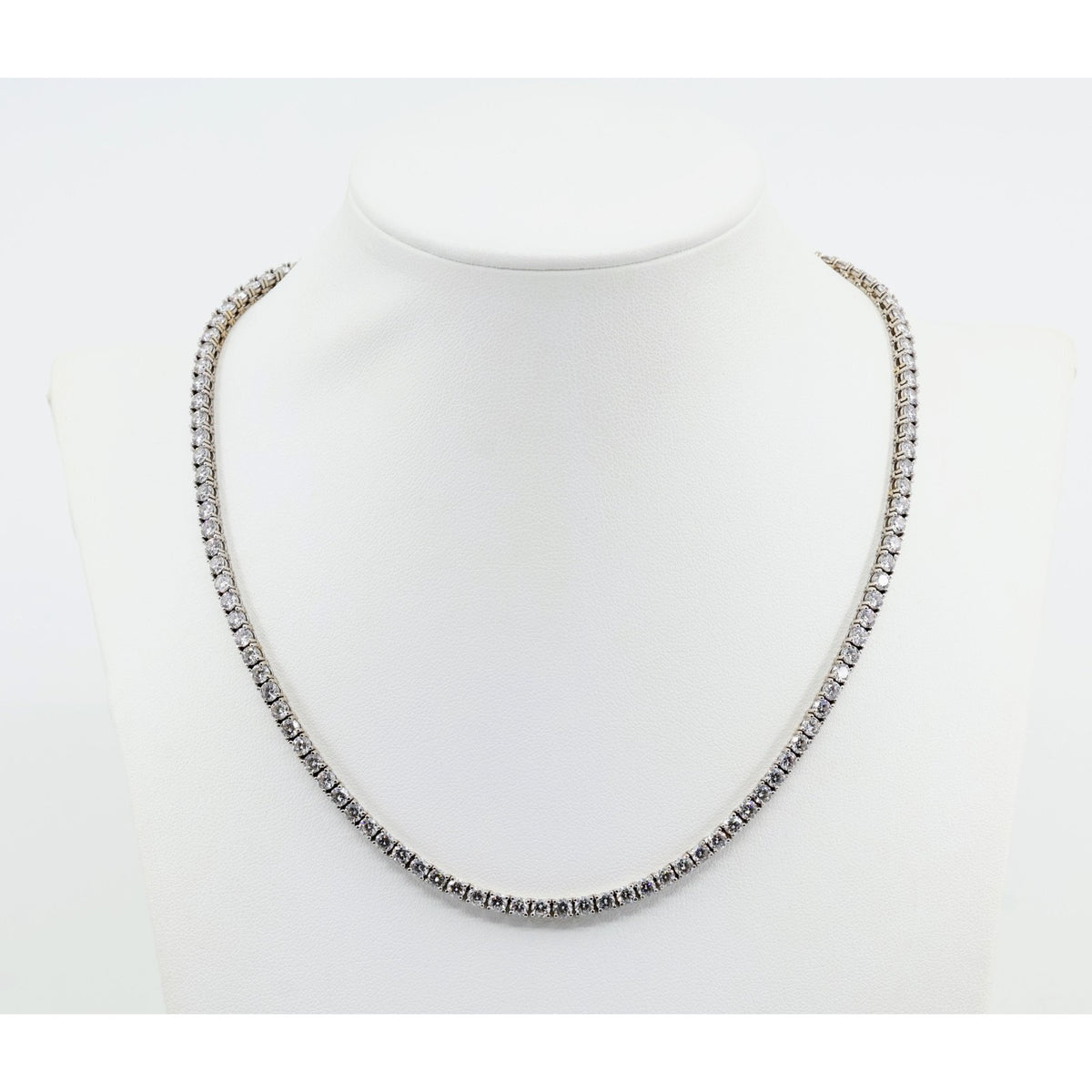 14K White Gold Lab Grown Diamond Tennis Link Chain Necklace