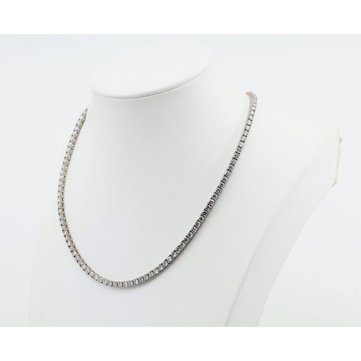 14K White Gold Lab Grown Diamond Tennis Link Chain Necklace