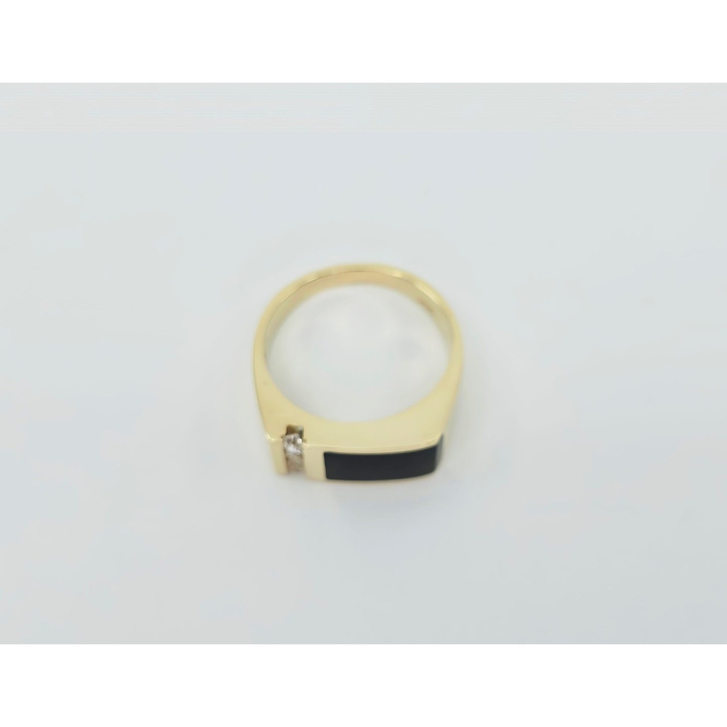 14K Yellow Gold Statement Signet Onyx & CZ Ring
