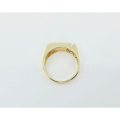 14K Yellow Gold Statement Signet Onyx & CZ Ring