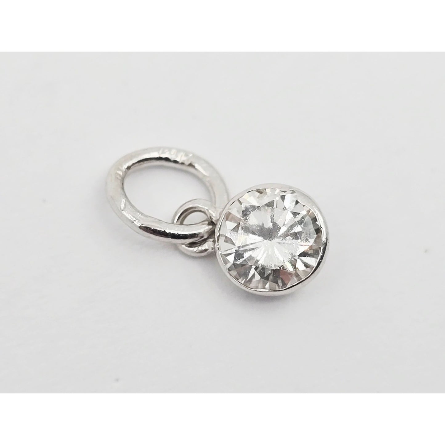 14K White Gold Drop Dangle Round Cut Diamond Charm Pendant