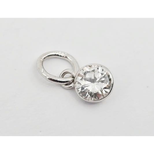 14K White Gold Drop Dangle Round Cut Diamond Charm Pendant