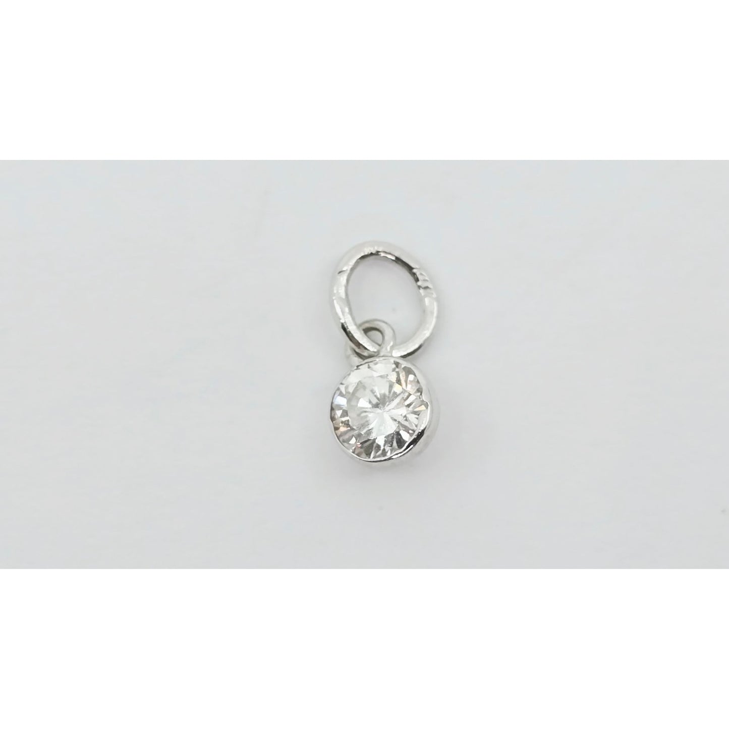 14K White Gold Drop Dangle Round Cut Diamond Charm Pendant