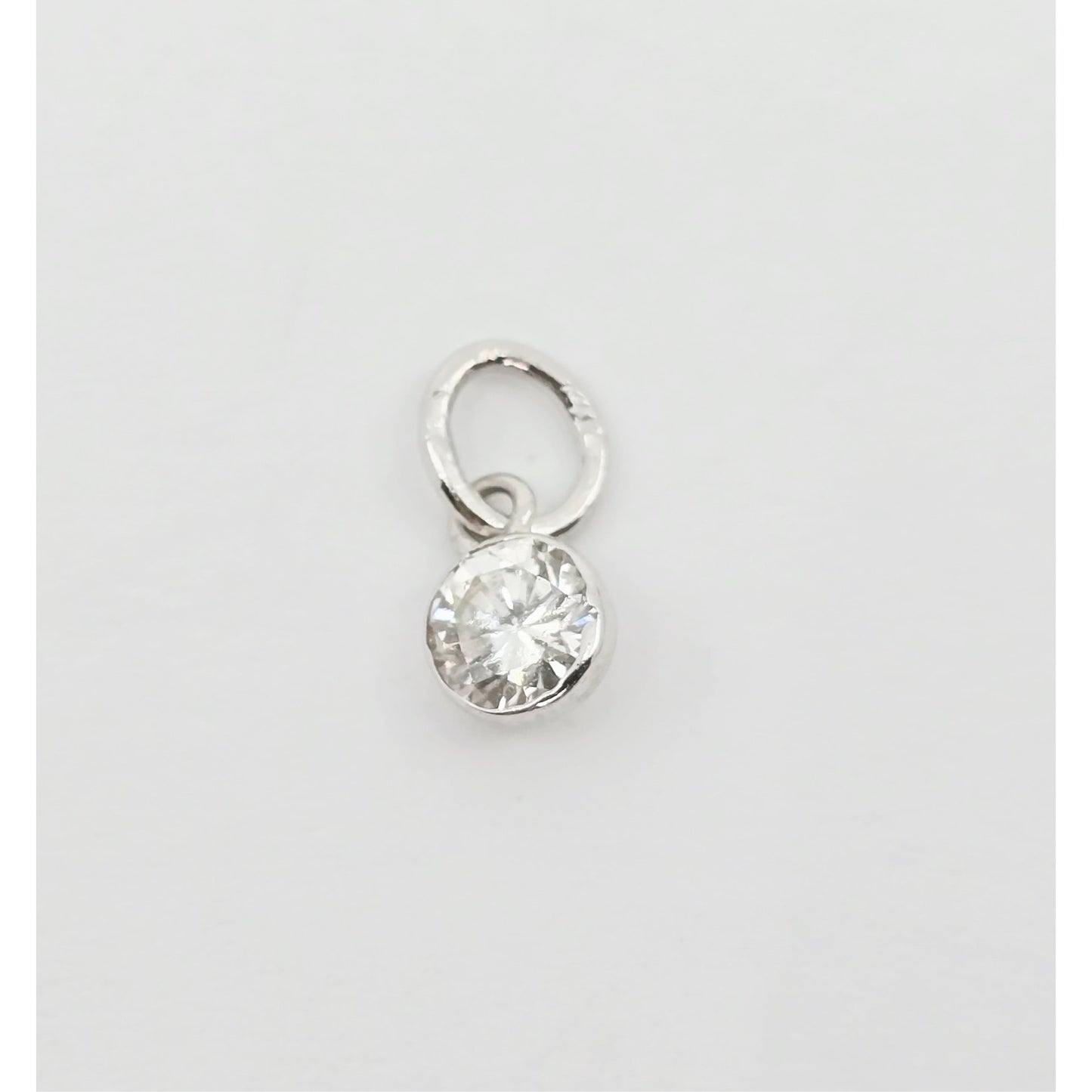 14K White Gold Drop Dangle Round Cut Diamond Charm Pendant