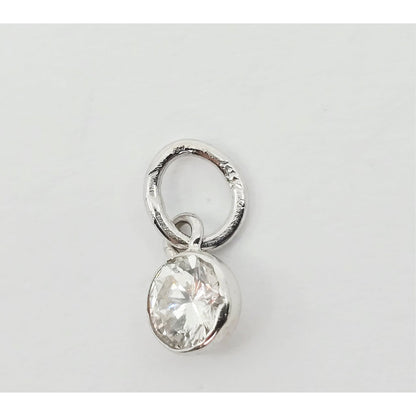 14K White Gold Drop Dangle Round Cut Diamond Charm Pendant