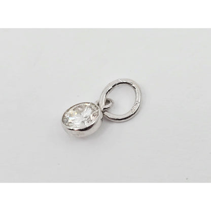 14K White Gold Drop Dangle Round Cut Diamond Charm Pendant