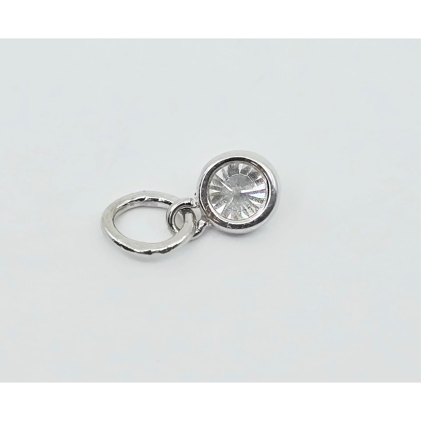 14K White Gold Drop Dangle Round Cut Diamond Charm Pendant
