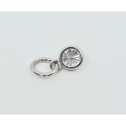14K White Gold Drop Dangle Round Cut Diamond Charm Pendant