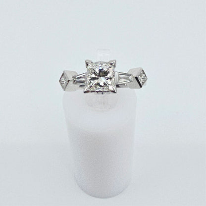 Beautiful Solid Platinum Princess Cut Diamond Engagement Ring 1.05ct EGL Report
