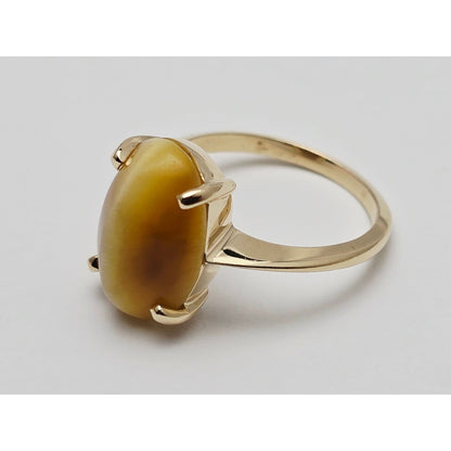 14K Yellow Gold Cabochon Chrysoberyl Ring