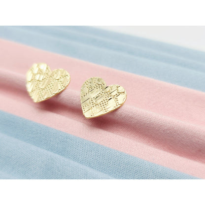 10K Yellow Gold Heart Shaped Nugget Stud Earrings