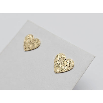 10K Yellow Gold Heart Shaped Nugget Stud Earrings