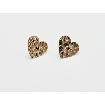10K Yellow Gold Heart Shaped Nugget Stud Earrings