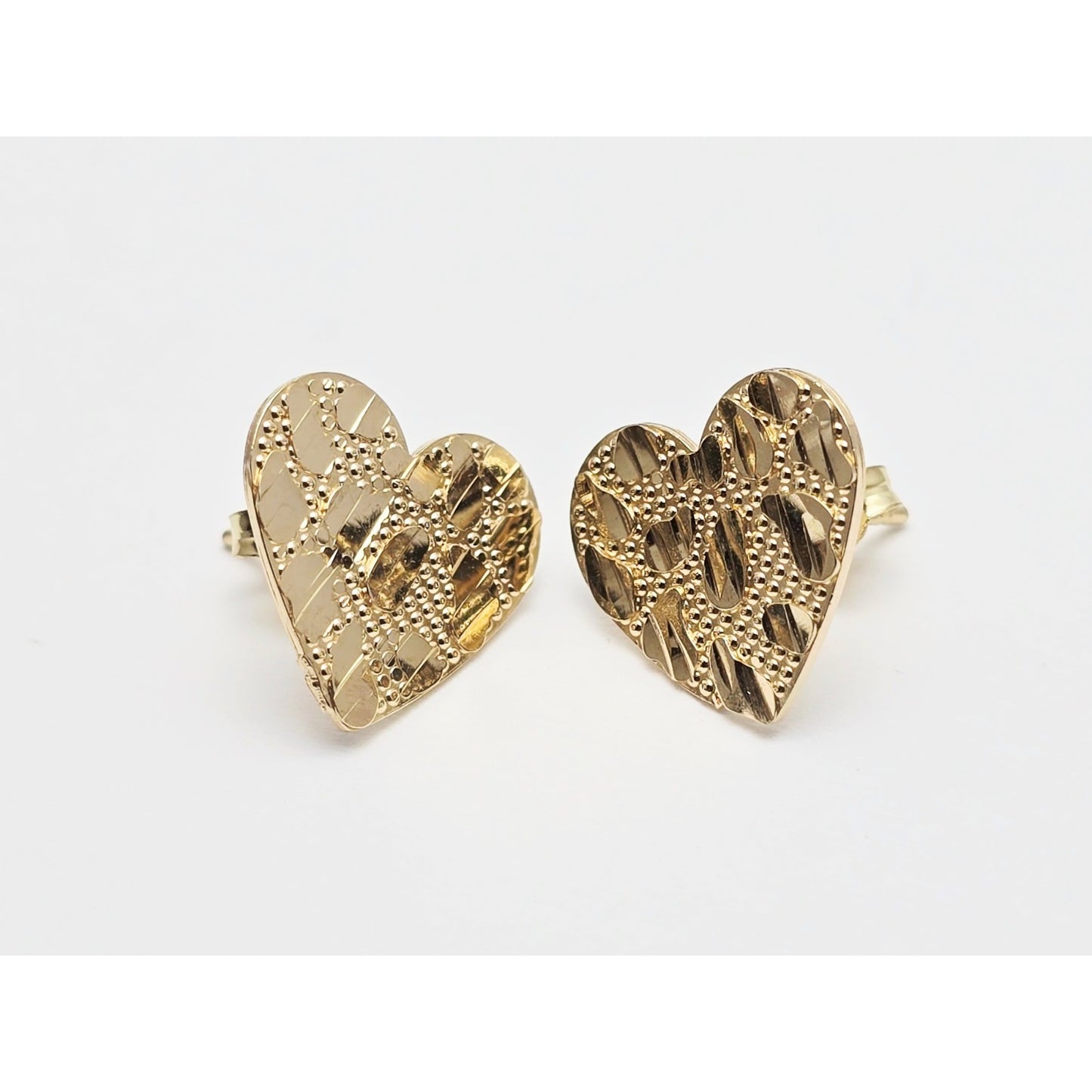 10K Yellow Gold Heart Shaped Nugget Stud Earrings