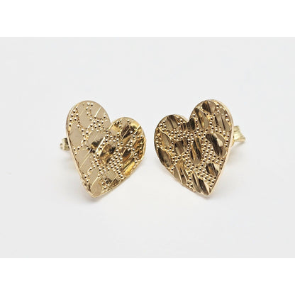 10K Yellow Gold Heart Shaped Nugget Stud Earrings