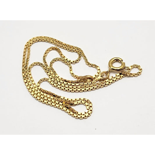 18K Yellow Gold Box Link Chain Necklace