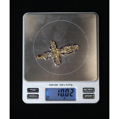 18K Yellow Gold Religious Enamel European Cut Diamond Jesus Cross Pendant Charm