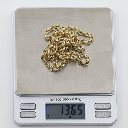 14K Yellow Gold Rope Chain Necklace