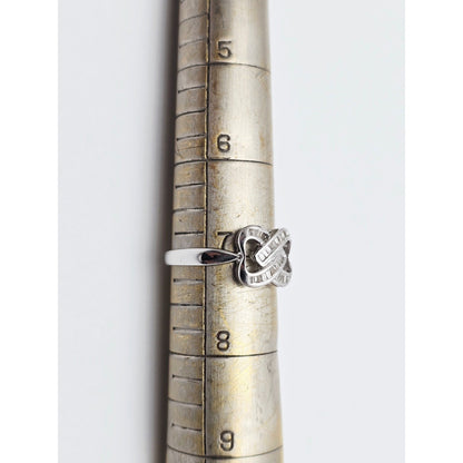 18K White Gold Baguette Cut Diamond Interlocking Ring