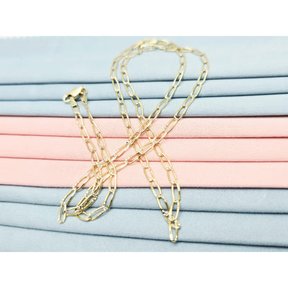 14K Two Tone Gold Diamond Cut Link Chain Necklace