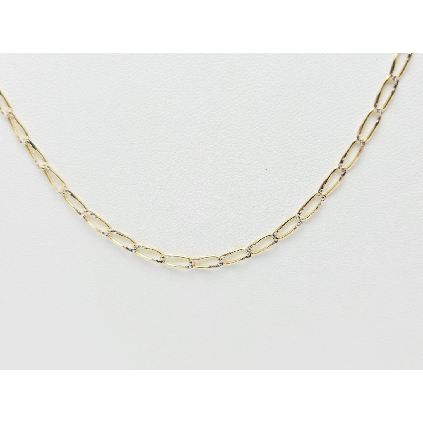 14K Two Tone Gold Diamond Cut Link Chain Necklace