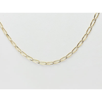 14K Two Tone Gold Diamond Cut Link Chain Necklace