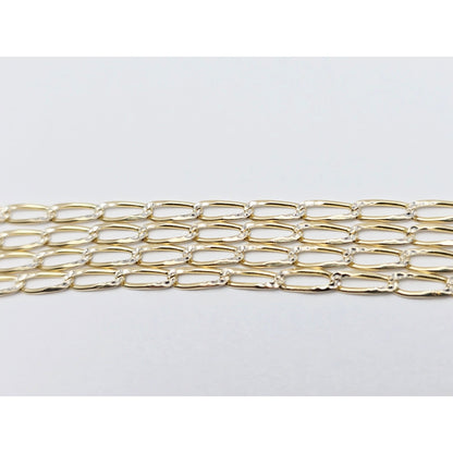 14K Two Tone Gold Diamond Cut Link Chain Necklace
