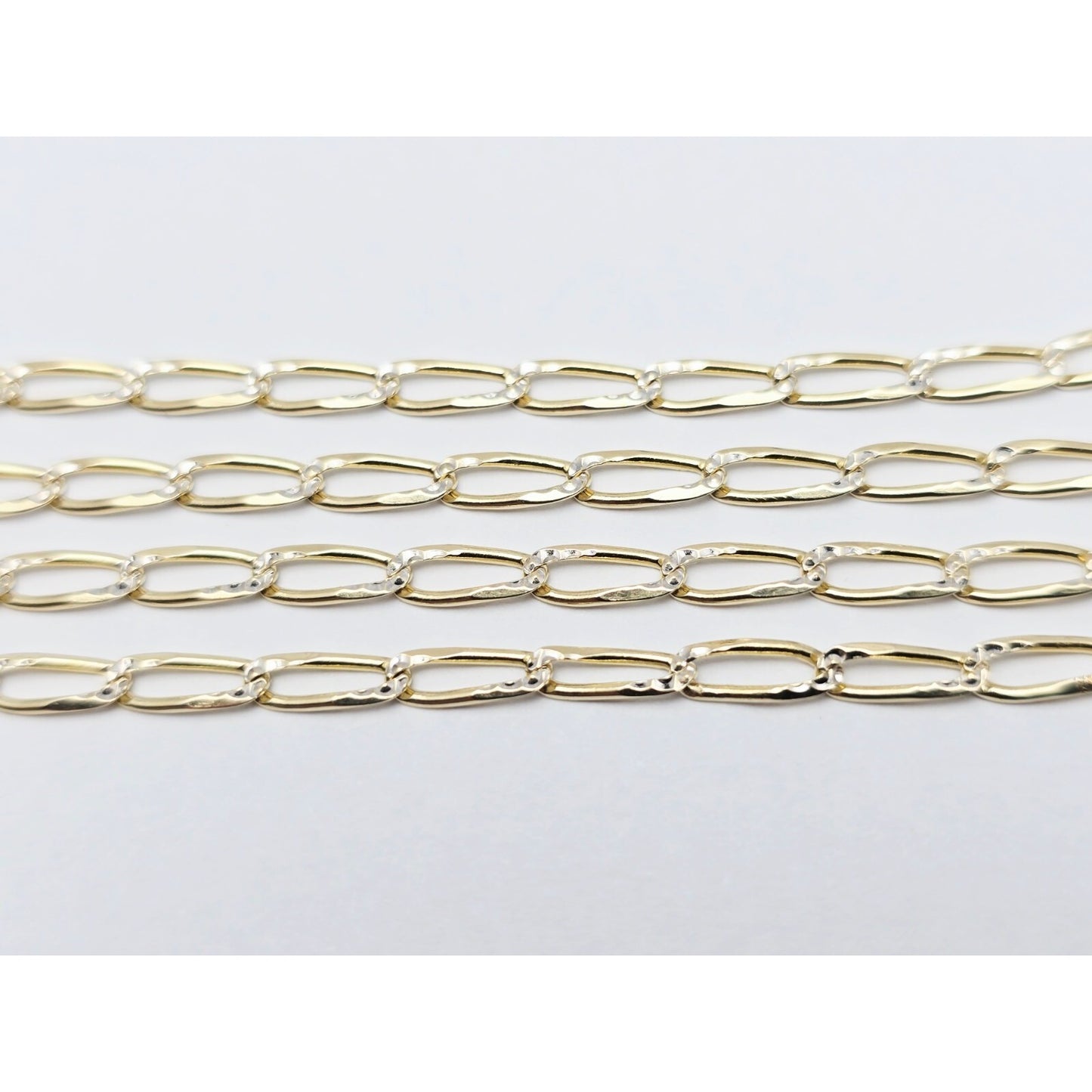 14K Two Tone Gold Diamond Cut Link Chain Necklace
