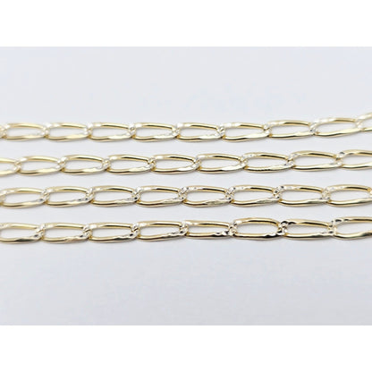 14K Two Tone Gold Diamond Cut Link Chain Necklace