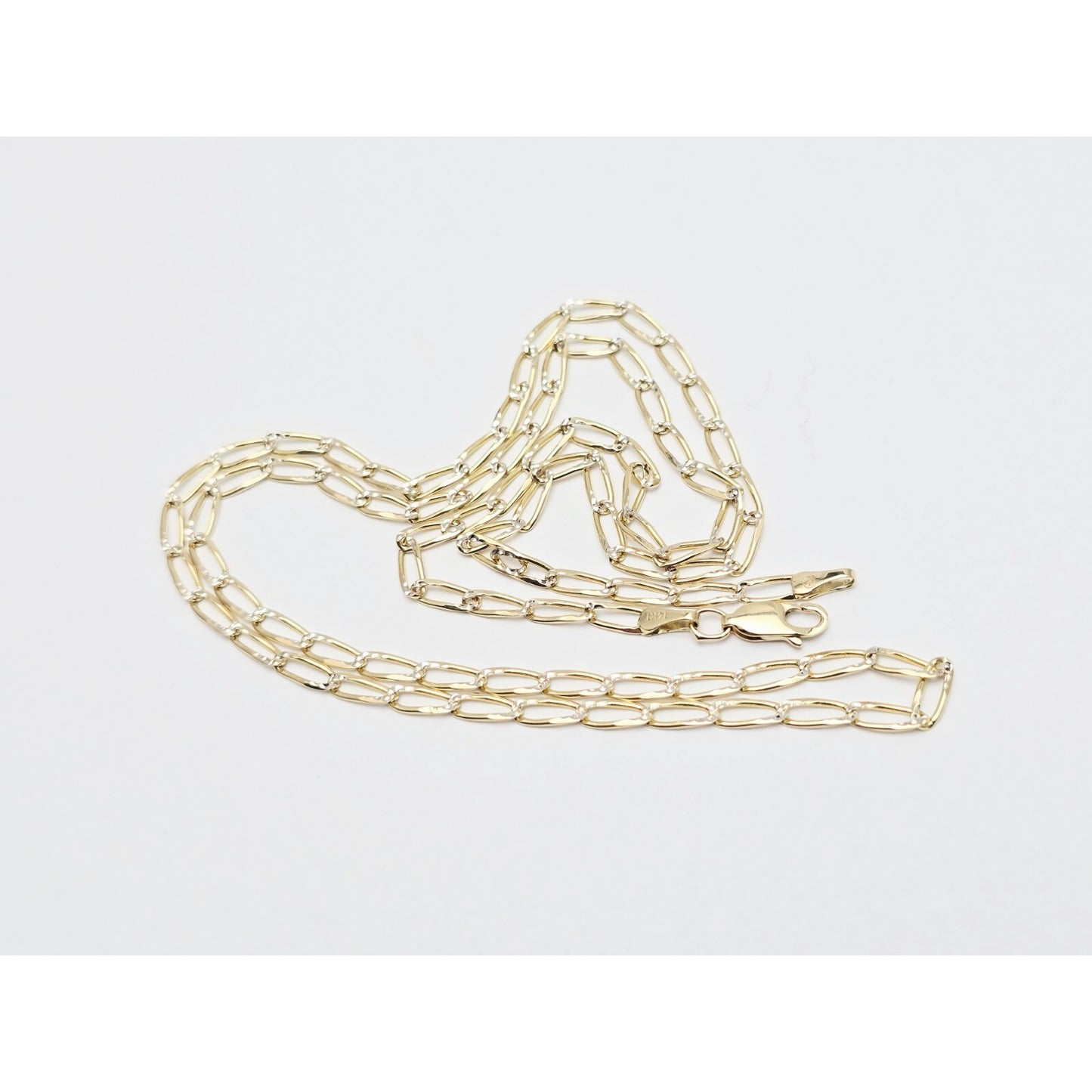 14K Two Tone Gold Diamond Cut Link Chain Necklace