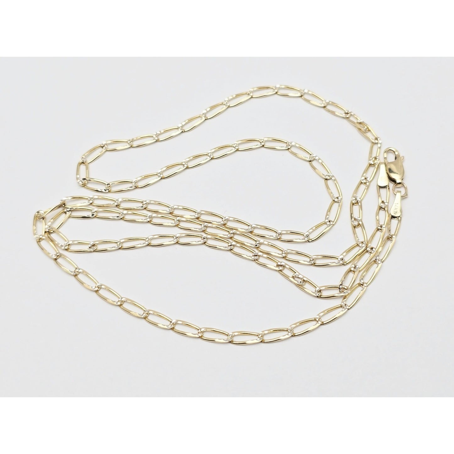 14K Two Tone Gold Diamond Cut Link Chain Necklace