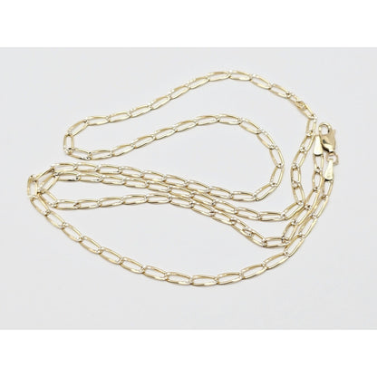 14K Two Tone Gold Diamond Cut Link Chain Necklace