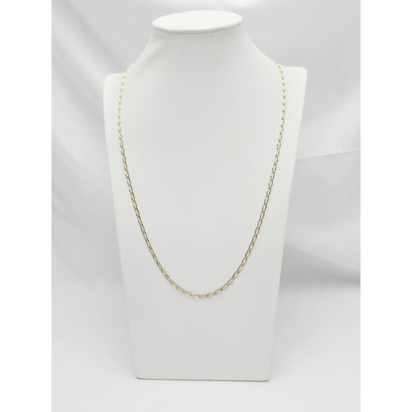 14K Two Tone Gold Diamond Cut Link Chain Necklace