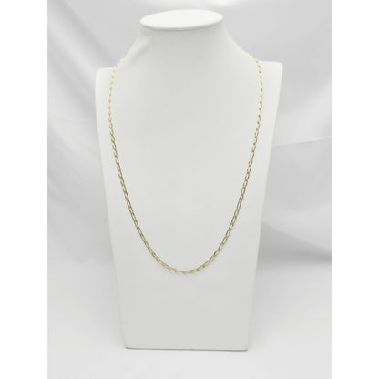 14K Two Tone Gold Diamond Cut Link Chain Necklace