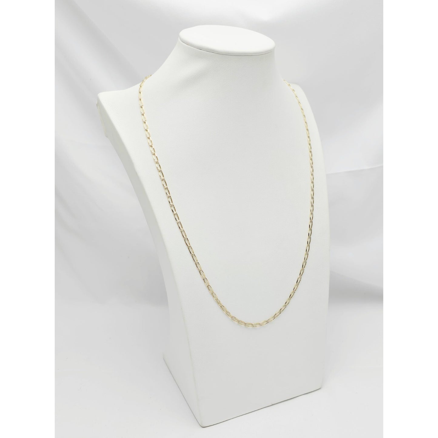 14K Two Tone Gold Diamond Cut Link Chain Necklace
