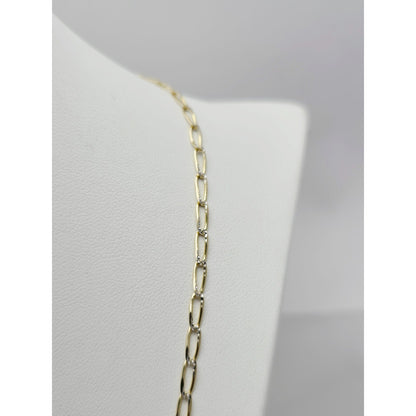 14K Two Tone Gold Diamond Cut Link Chain Necklace