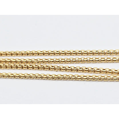 18K Yellow Gold Rounded Box Link Chain Necklace 22K Sovereign Gold Charm Pendant