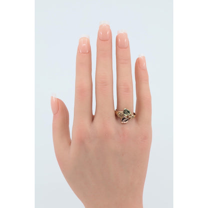 10K Tri Tone Gold Black Hills Gold Floral Leaves Ring