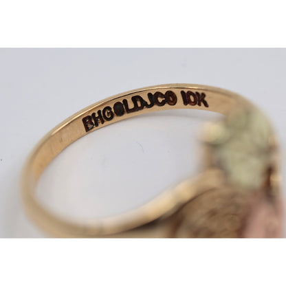 10K Tri Tone Gold Black Hills Gold Floral Leaves Ring