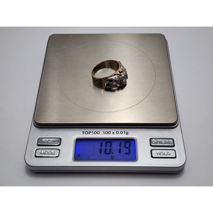 14K Two Tone Gold Masonic Double Headed Eagle 32nd Degree Diamond Ring