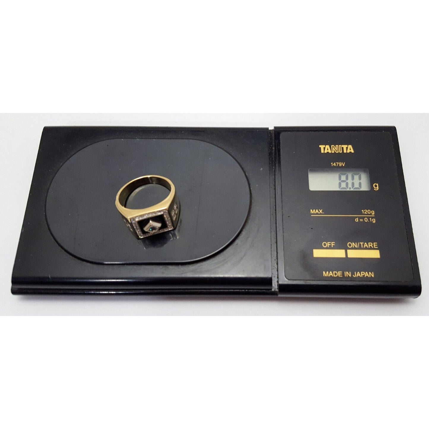 14K Two Tone Gold Onyx & CZ Men's Ring