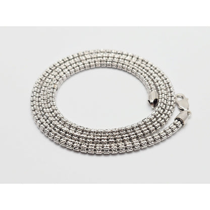10K White Gold Diamond Cut Ice Link Chain Necklace