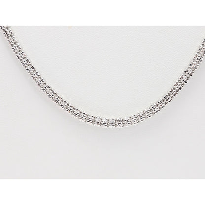 10K White Gold Diamond Cut Ice Link Chain Necklace